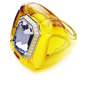 Yellow Statement Ring with Blue Gemstone